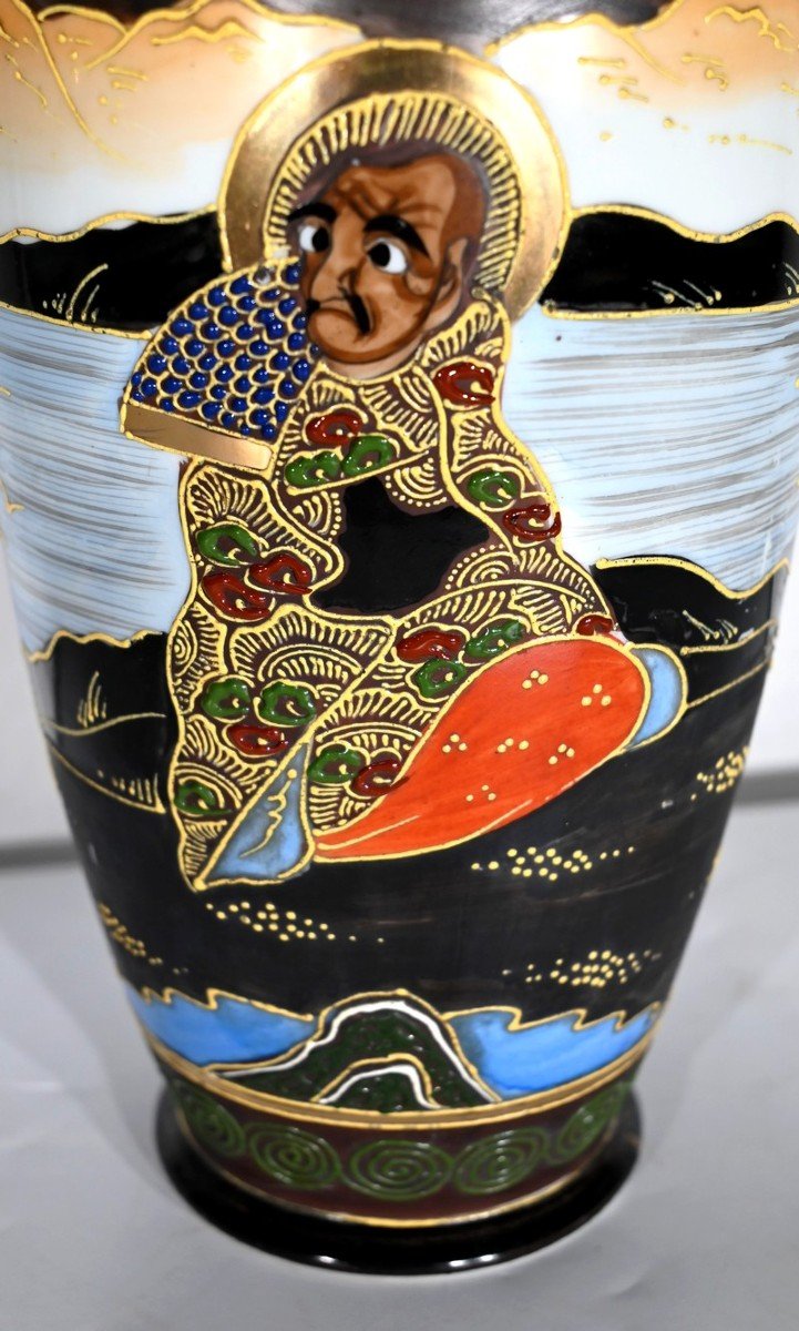 Pair Of Satsuma Vases In Japanese Porcelain - Early Twentieth-photo-5