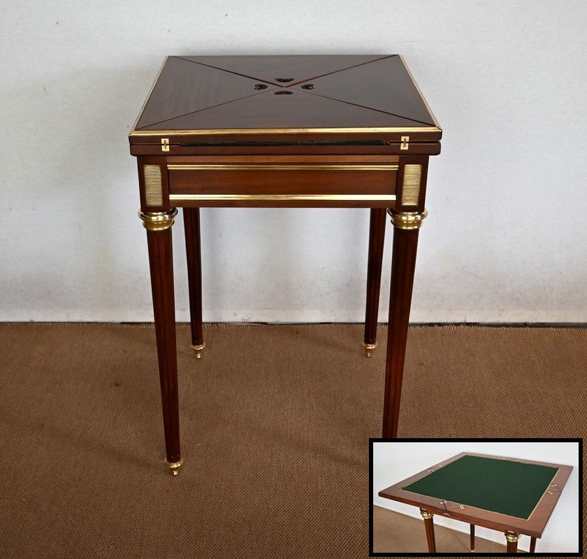 Mahogany Handkerchief Table, Louis XVI Style - 2nd Half Of The Nineteenth