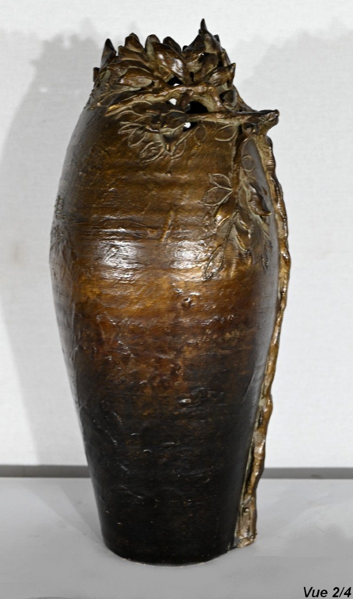 Glazed Ceramic Vase, Signed -photo-3