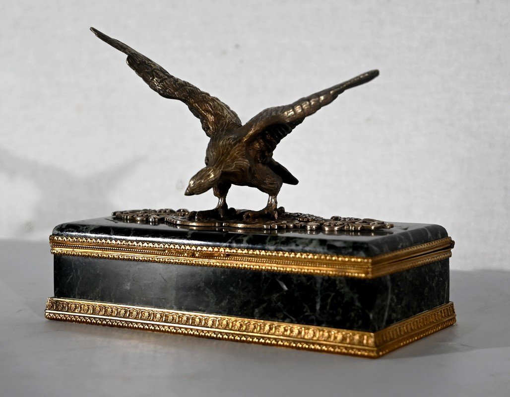 Rare Marble And Bronze Desk Set, Empire Style - 2nd Half Of The Nineteenth-photo-2