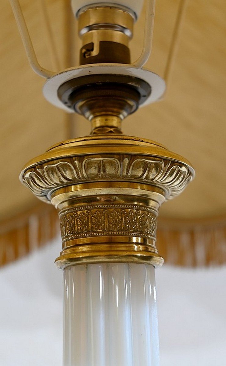 Important Lamp In Opaline And Bronze, Louis XVI Style - 1950-photo-2