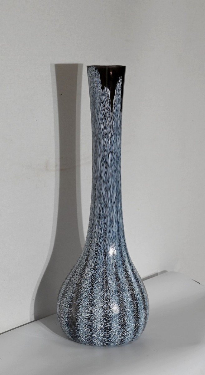 Vase Jaspé En Verre, D’après La Cristallerie Clichy – 1930-photo-2