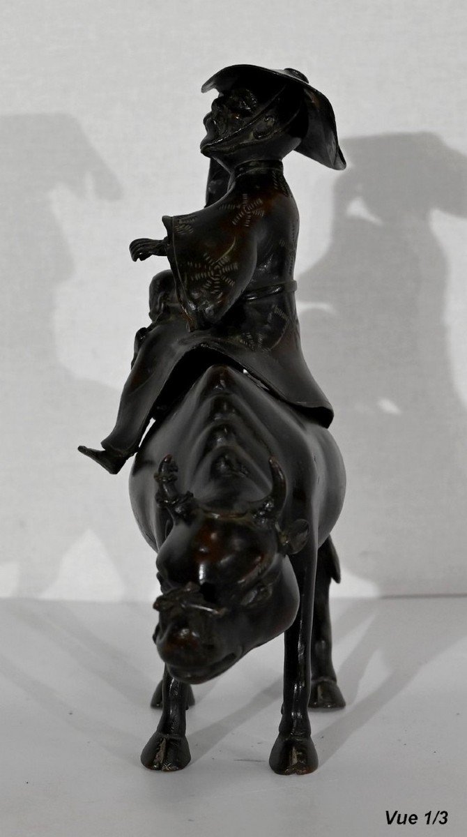 Bronze Chinese Character And Buffalo, Asian Style - Early Twentieth-photo-3