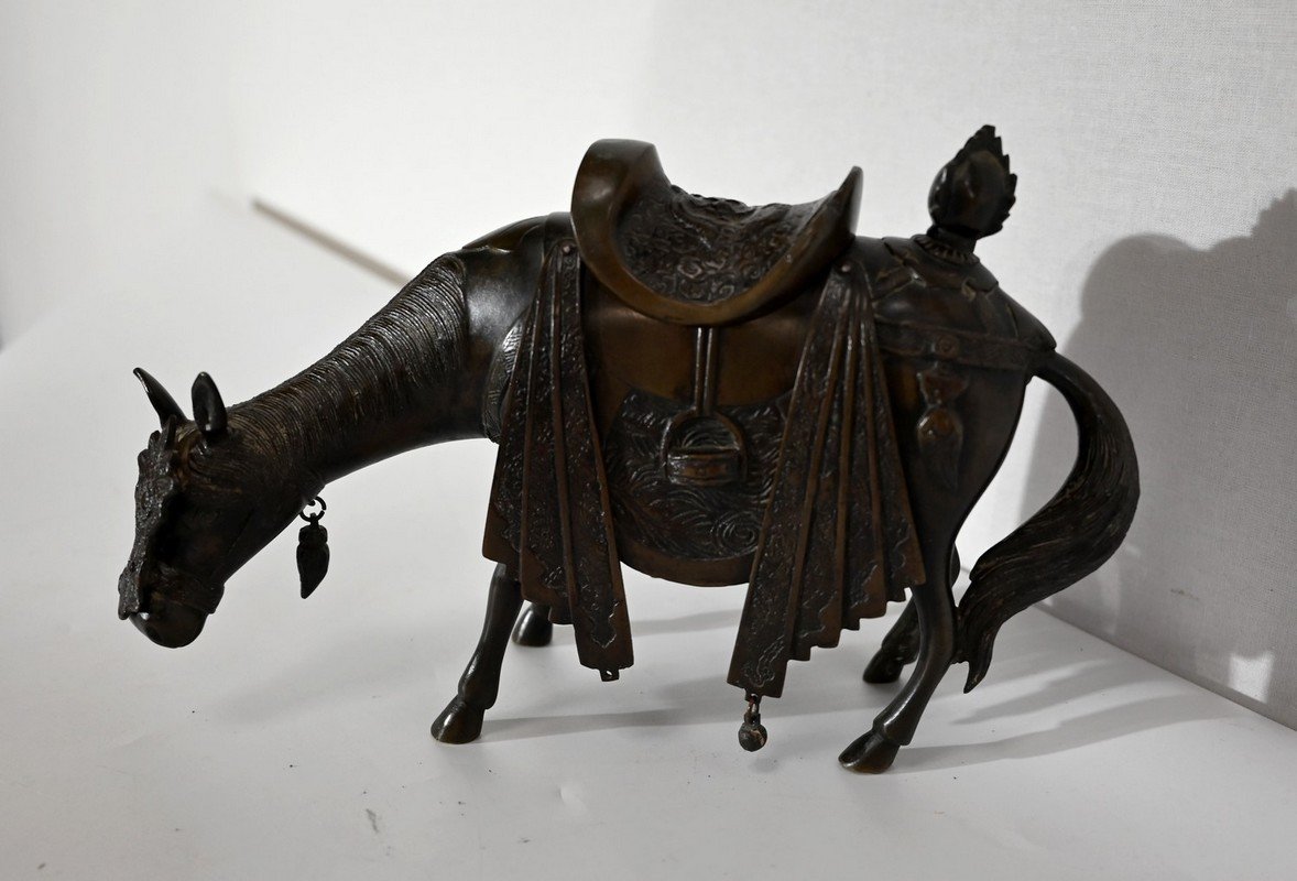 Cheval En Bronze, Style Asiatique – Début XXe-photo-2