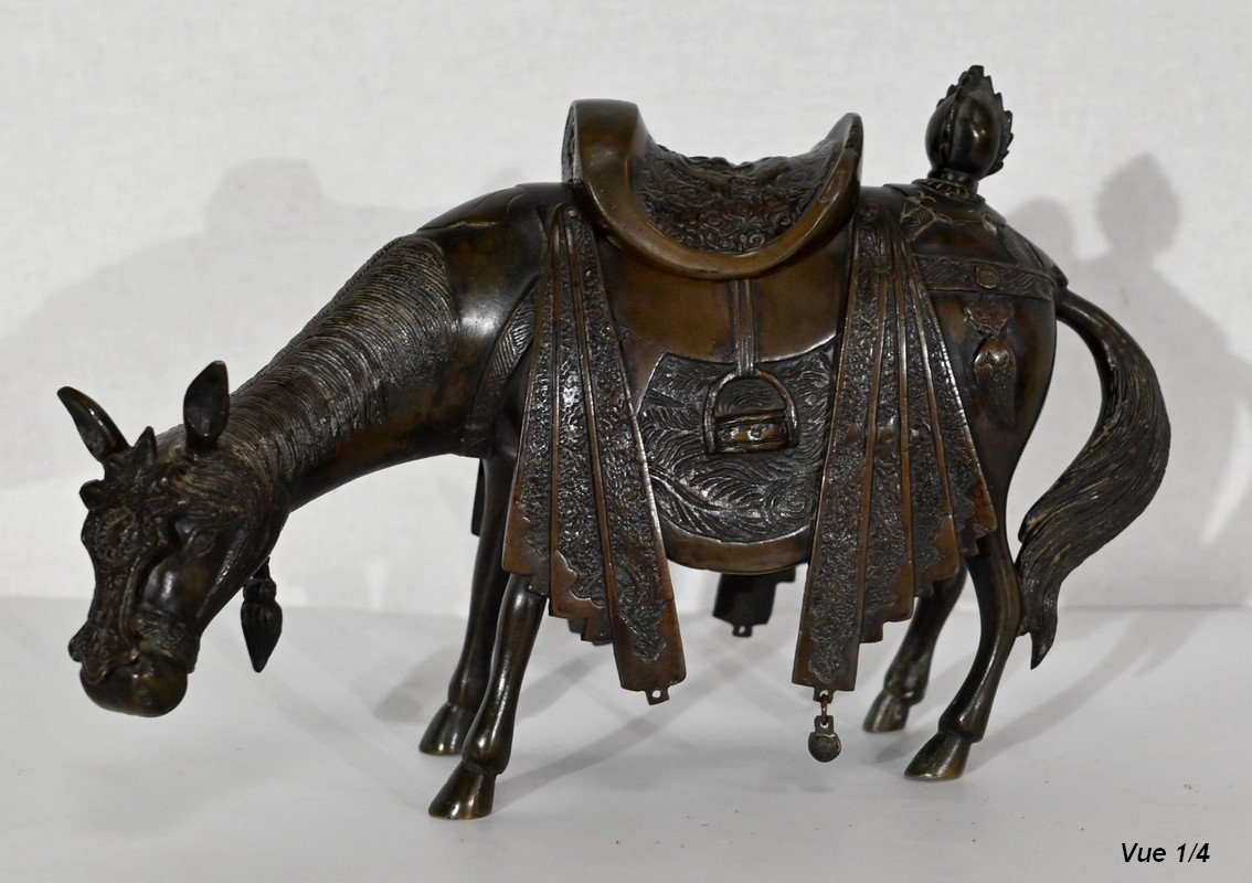 Cheval En Bronze, Style Asiatique – Début XXe-photo-4