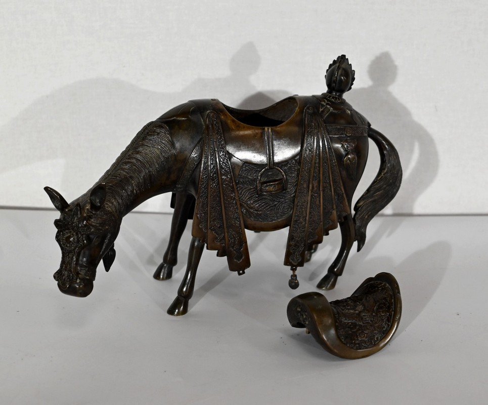 Cheval En Bronze, Style Asiatique – Début XXe-photo-4