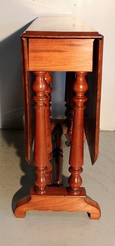 Small Shuttered Side Table In Solid Mahogany - Mid-19th Century-photo-4