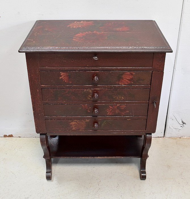 Small Chest Of Drawers In Pine And Cracked Varnish - 1920s