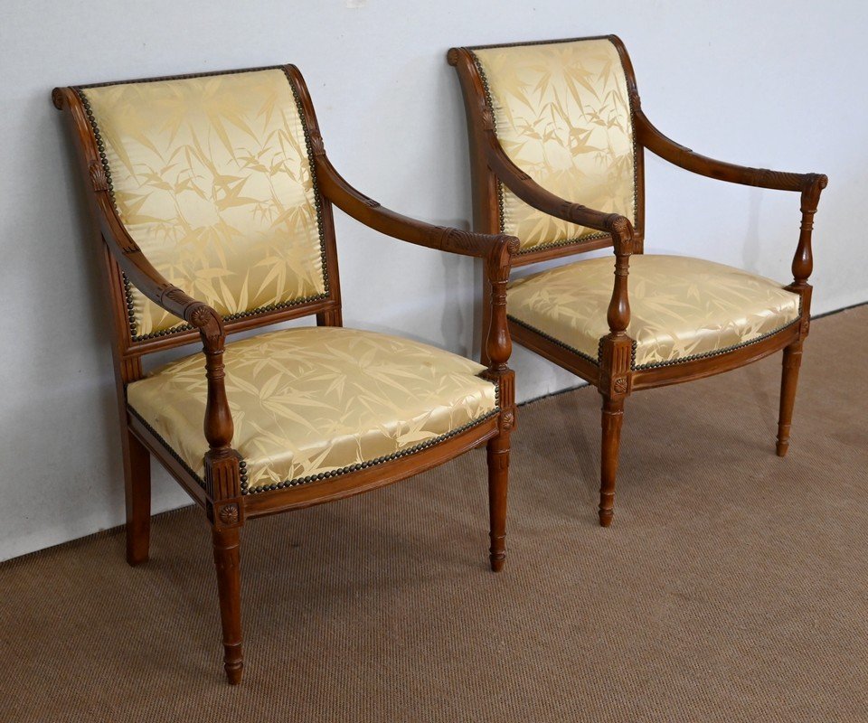 Pair Of Mahogany Armchairs, Louis XVI Style / Directory - Early Nineteenth