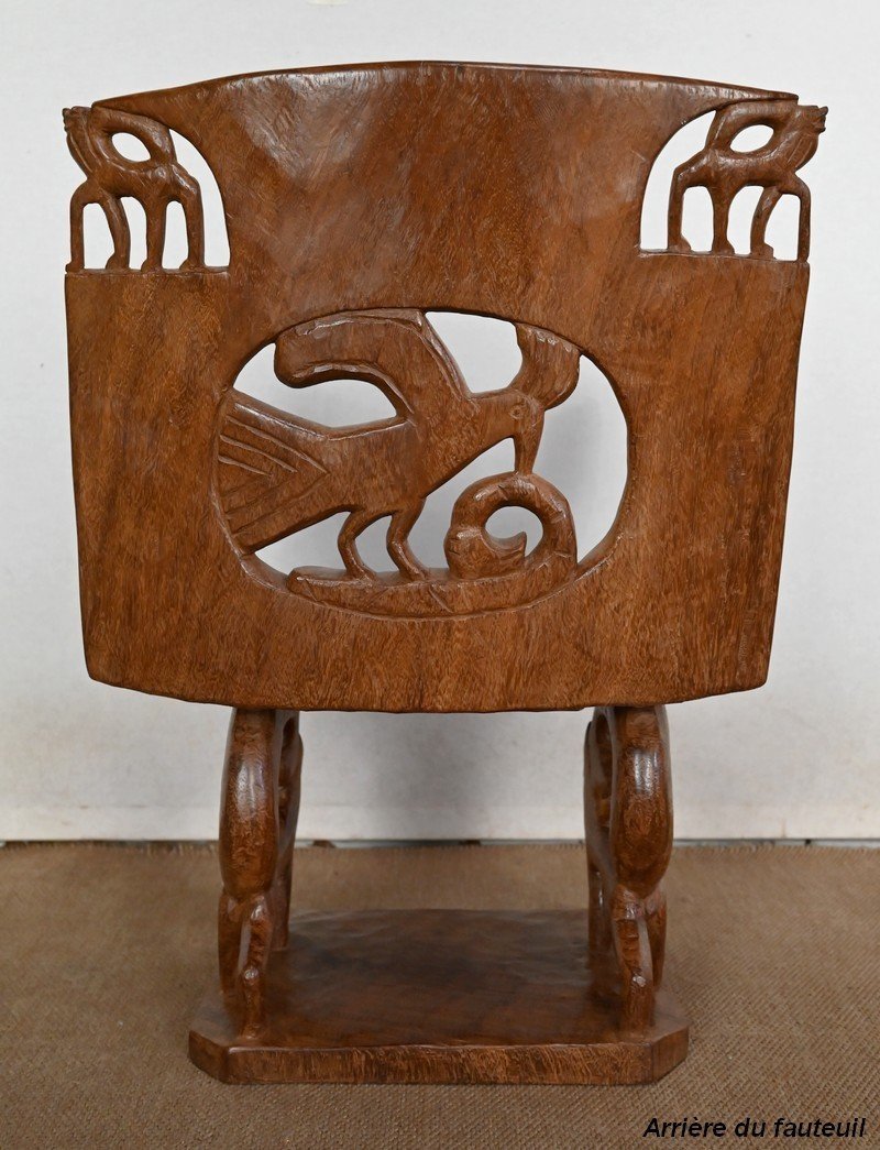 Atypical Armchair In Solid Mahogany, Animalier - 1950-photo-7