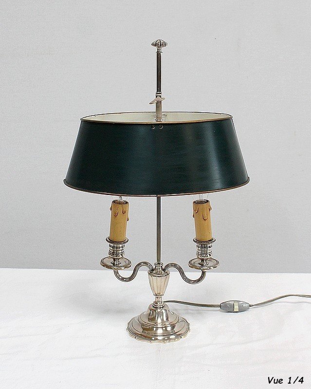 Lampe Bouillotte En Métal Argenté, Style Empire - Début XXe-photo-4