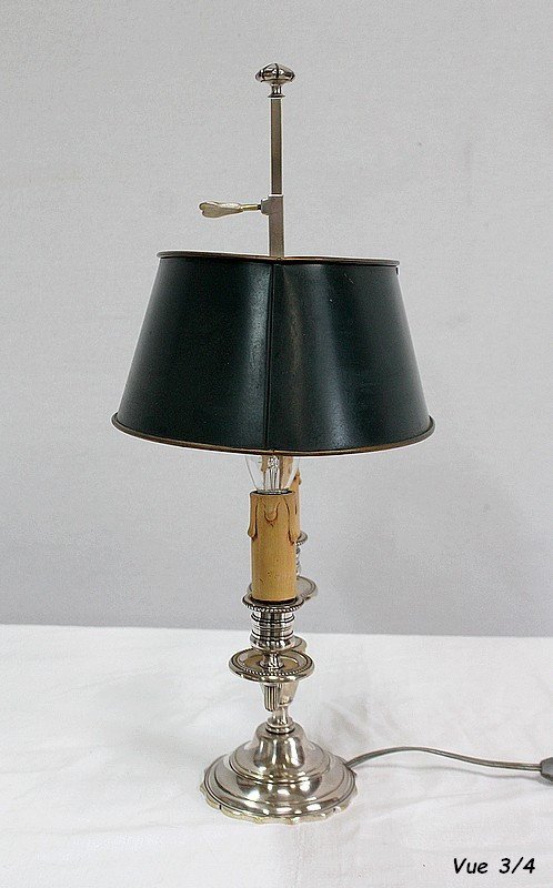 Lampe Bouillotte En Métal Argenté, Style Empire - Début XXe-photo-6