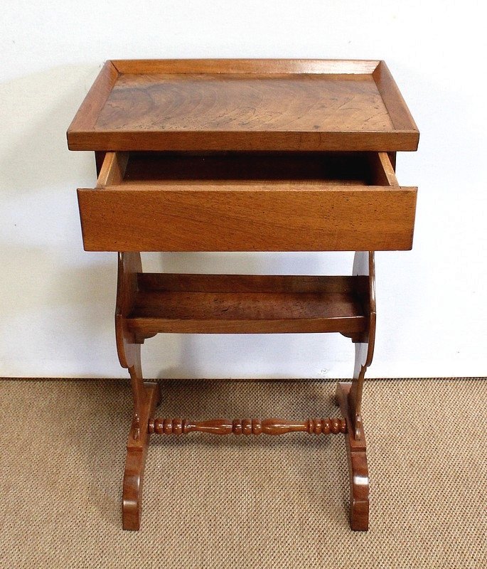 Small Living Room Table Empty-pocket In Solid Walnut - Mid-19th Century-photo-4
