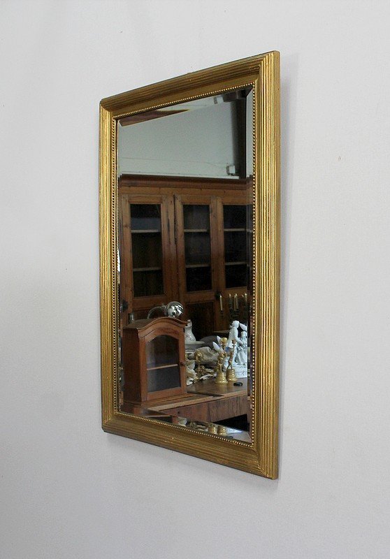 Rectangular Mirror In Golden Wood - Early Twentieth-photo-2