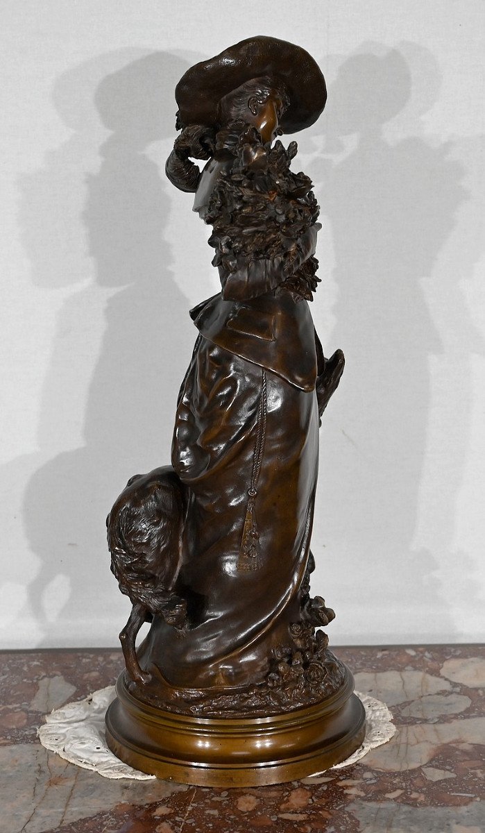 Important Bronze « L’élégante Et Son Chien », De A. Gaudez – Fin XIXe-photo-6