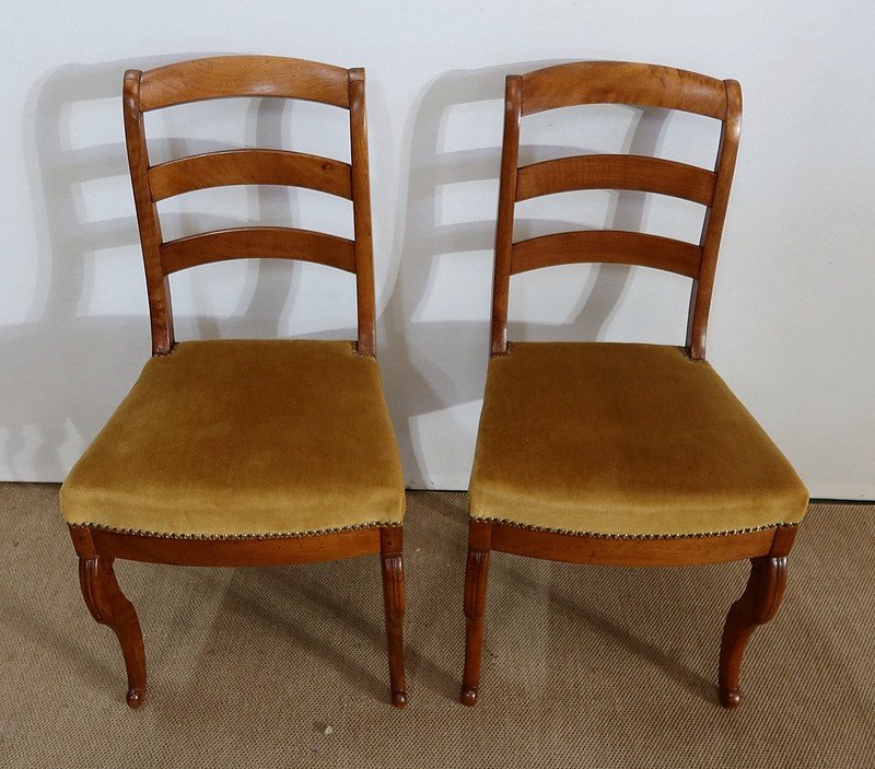 Pair Of Blond Mahogany Chairs, Restoration Period - Early Nineteenth