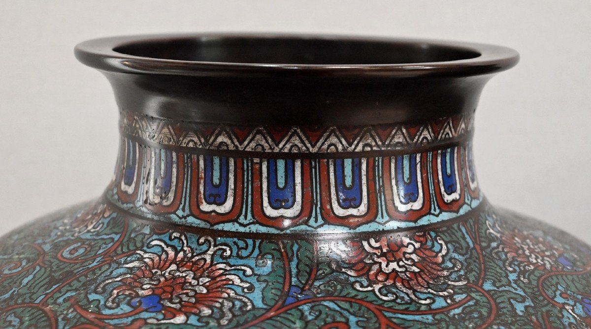 Paire d’Importants Vases en émaux cloisonnés, Japon – XIXe-photo-1