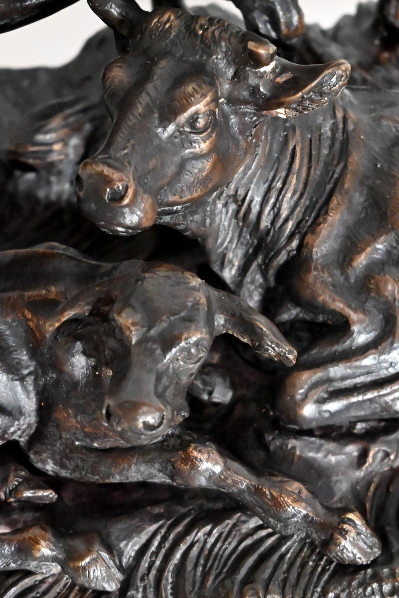 Bronze « Famille Bovine », D’après Jules Moigniez – Début XXe-photo-4