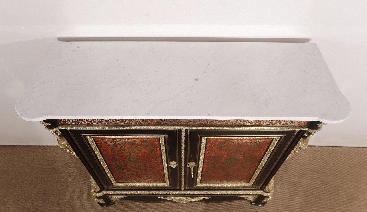 Support Cabinet In Boulle Marquetry, Napoleon III Period - Mid-19th Century-photo-3