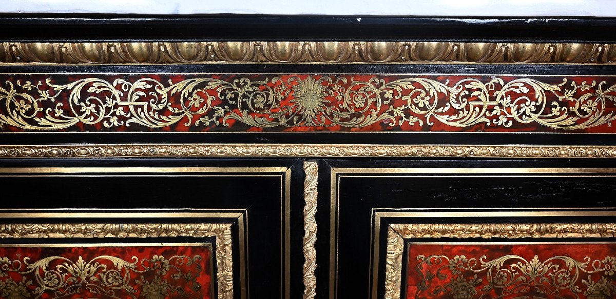 Support Cabinet In Boulle Marquetry, Napoleon III Period - Mid-19th Century-photo-4