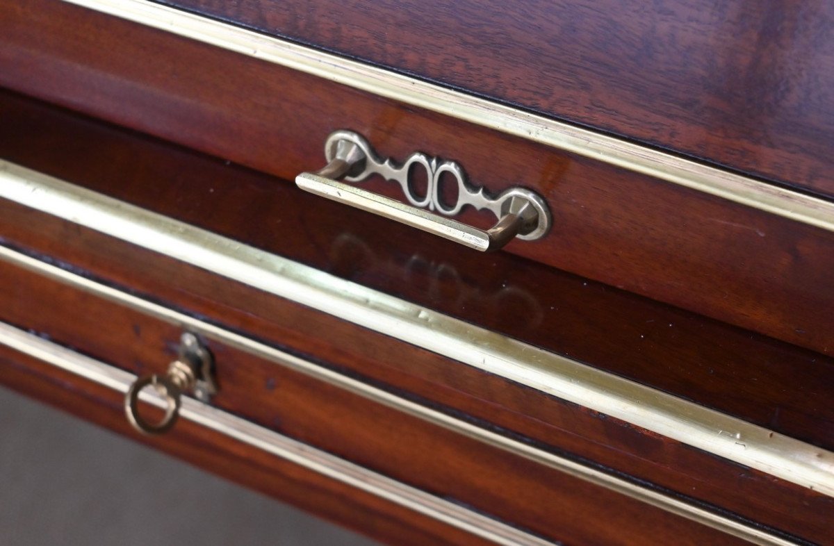 Important Cylinder Desk In Mahogany, Louis XVI Style, Napoleon III Period - 2nd Half Nineteenth-photo-3