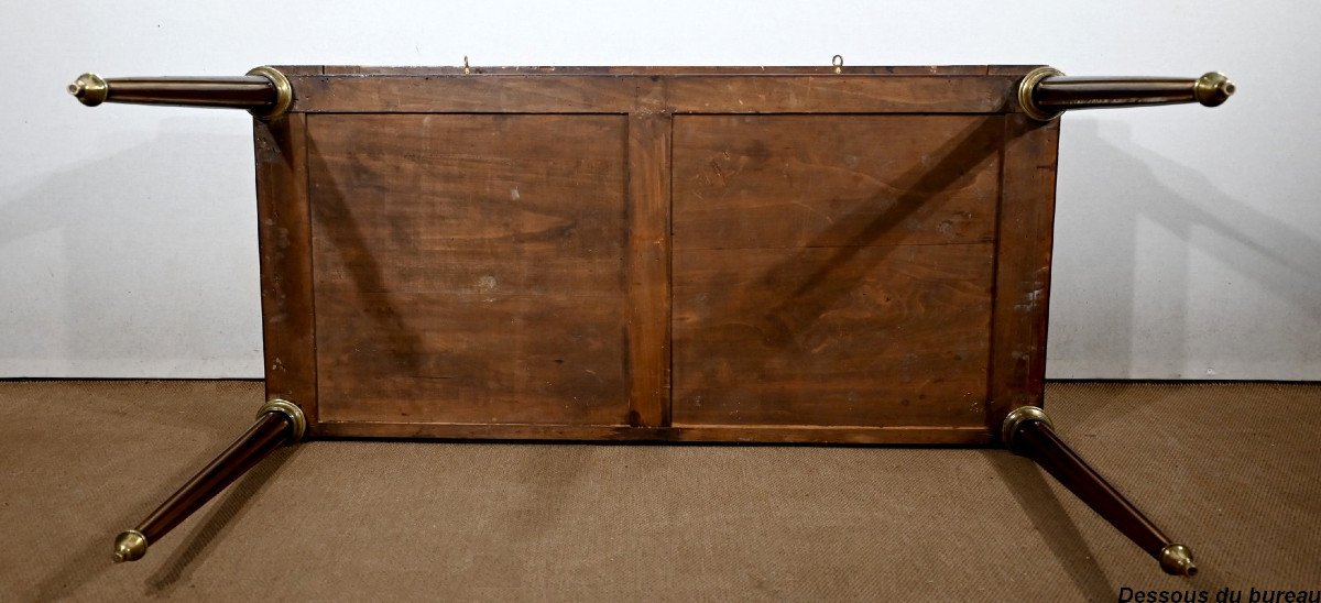 Important Cylinder Desk In Mahogany, Louis XVI Style, Napoleon III Period - 2nd Half Nineteenth-photo-8