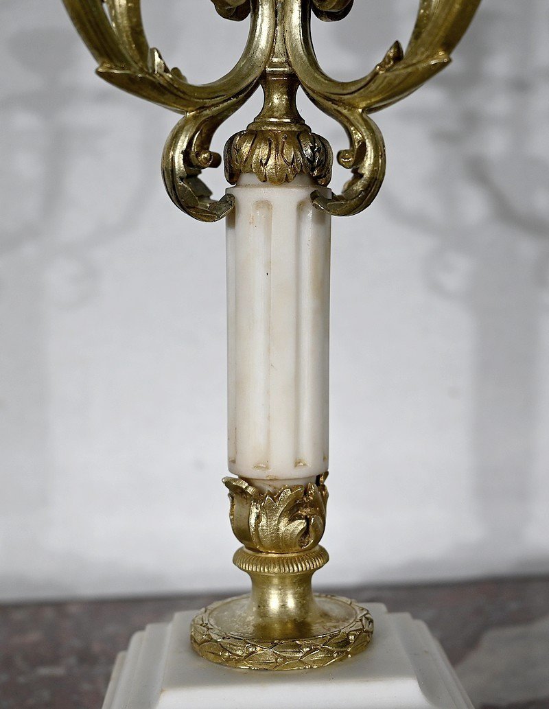 Pair Of Candlesticks In Gilt Bronze, Louis XVI Style - 2nd Half Nineteenth-photo-2