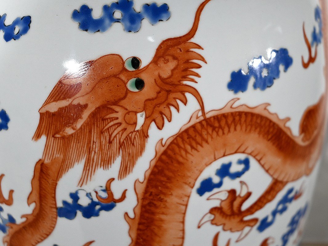 Importante Lampe « dragons » En Porcelaine De Chine – 1960-photo-4