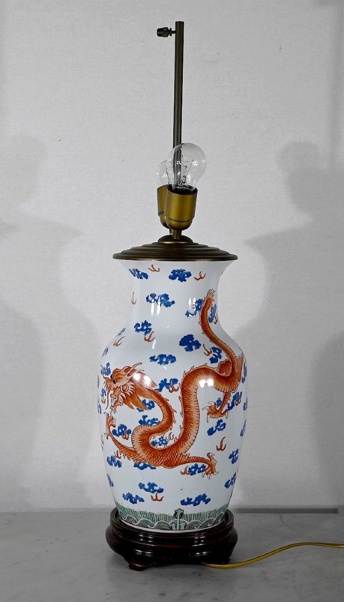 Importante Lampe « dragons » En Porcelaine De Chine – 1960-photo-7