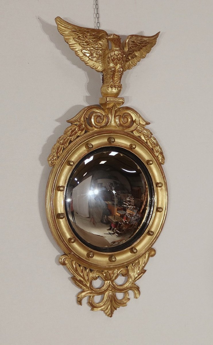 Witch Mirror In Golden Wood, Empire Taste - Mid 20th Century-photo-3
