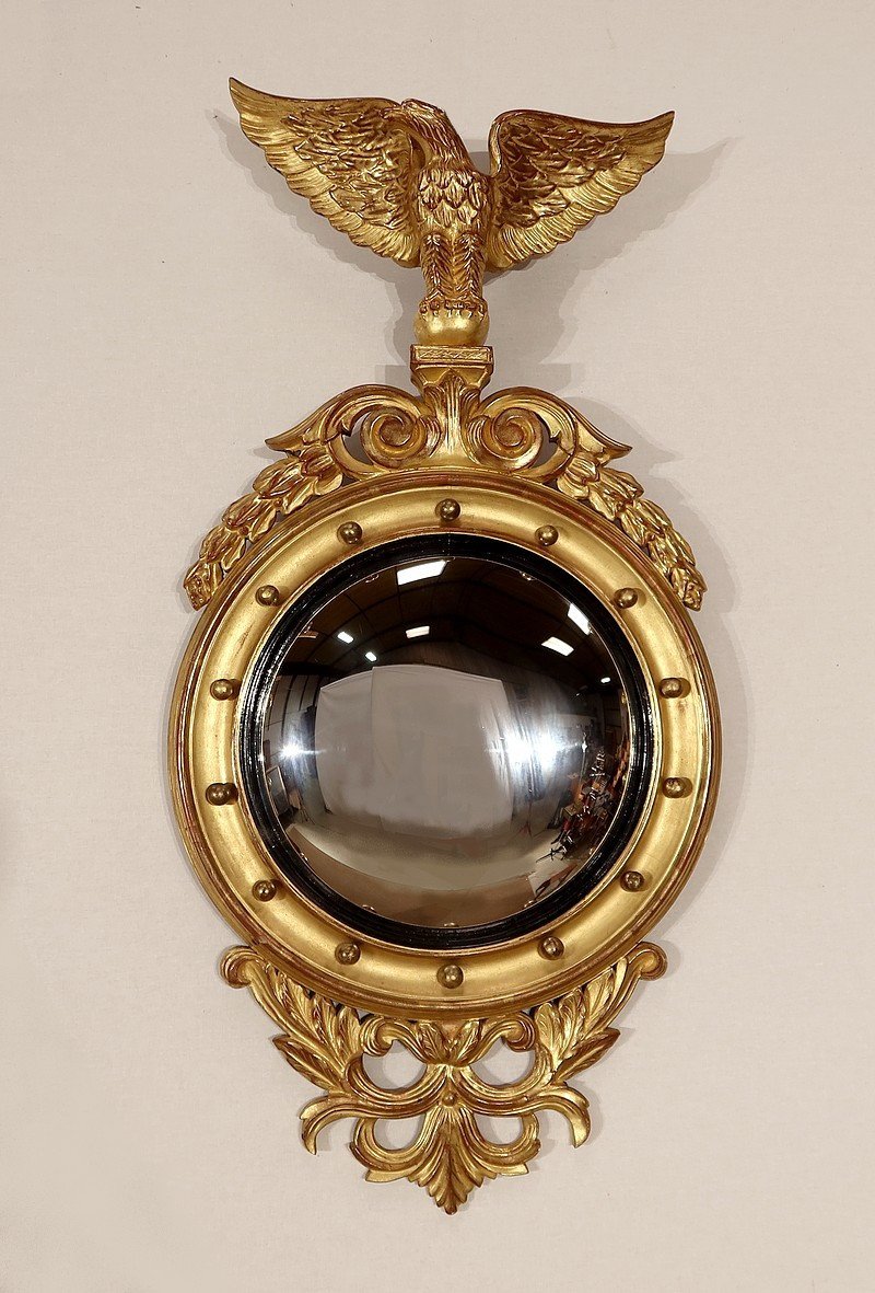 Witch Mirror In Golden Wood, Empire Taste - Mid 20th Century