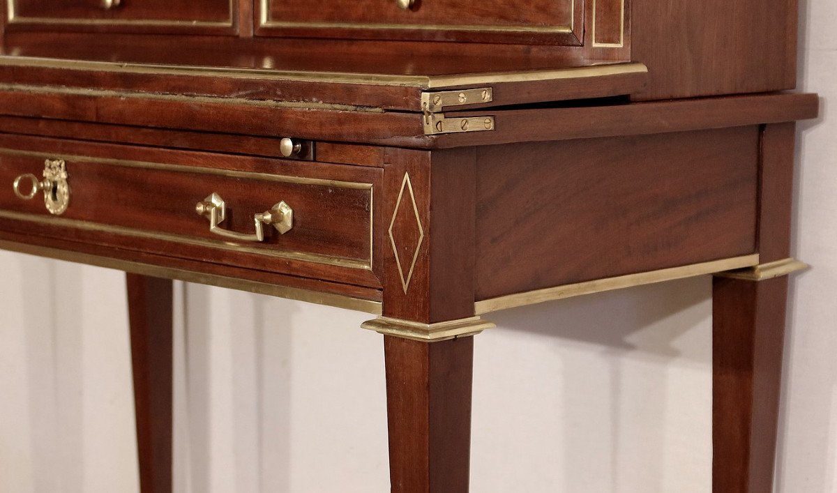 Bonheur-du-jour In Mahogany, Louis XVI Style - Mid-19th Century-photo-5