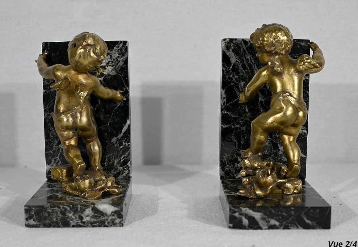 Pair Of Bookends In Regulates And Marble - Late Nineteenth-photo-4