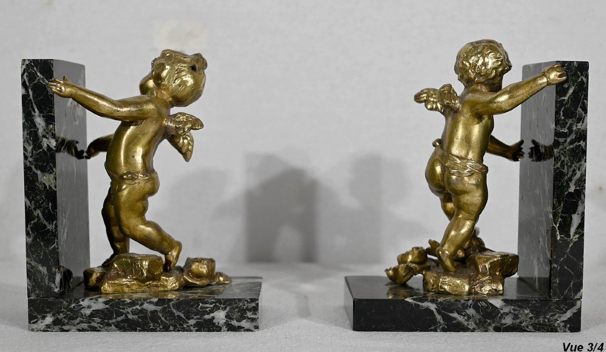 Pair Of Bookends In Regulates And Marble - Late Nineteenth-photo-6