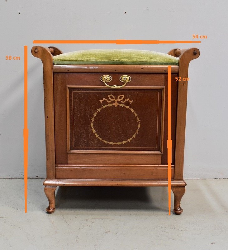 Magazine Rack - English Stool In Blond Mahogany - 1900/1920-photo-1