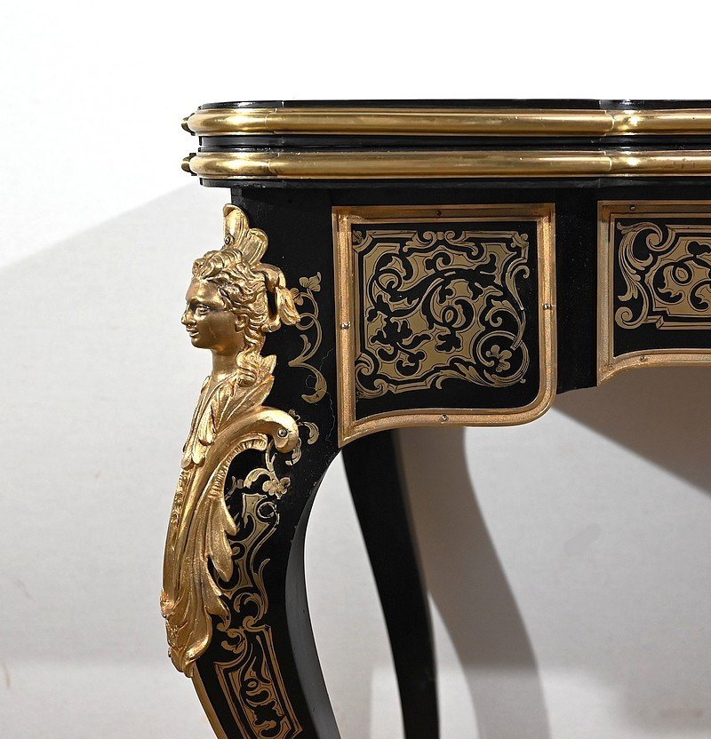 Ceremonial Console Table In Blackened Pear Tree, Napoleon III Period - Mid-19th Century-photo-5
