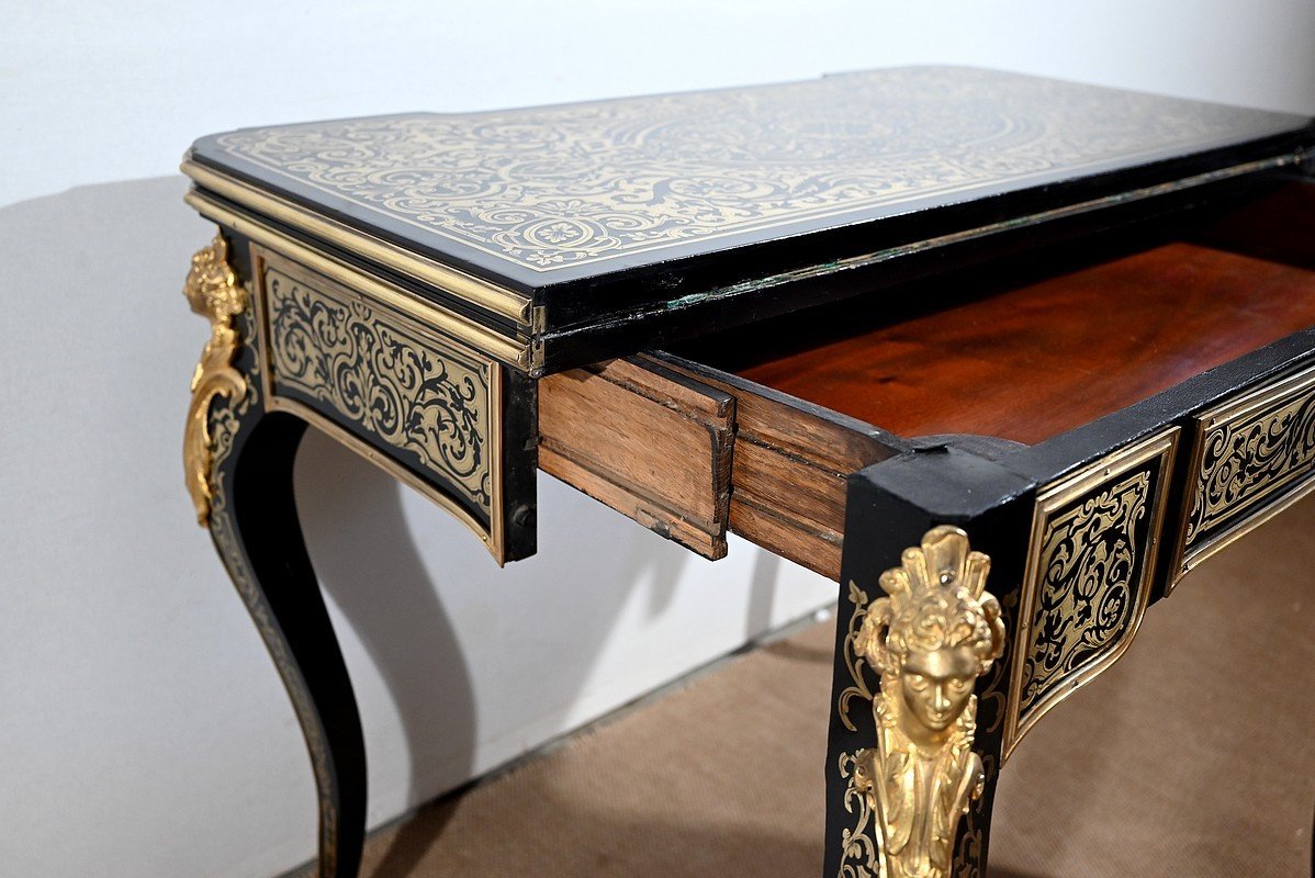 Ceremonial Console Table In Blackened Pear Tree, Napoleon III Period - Mid-19th Century-photo-8