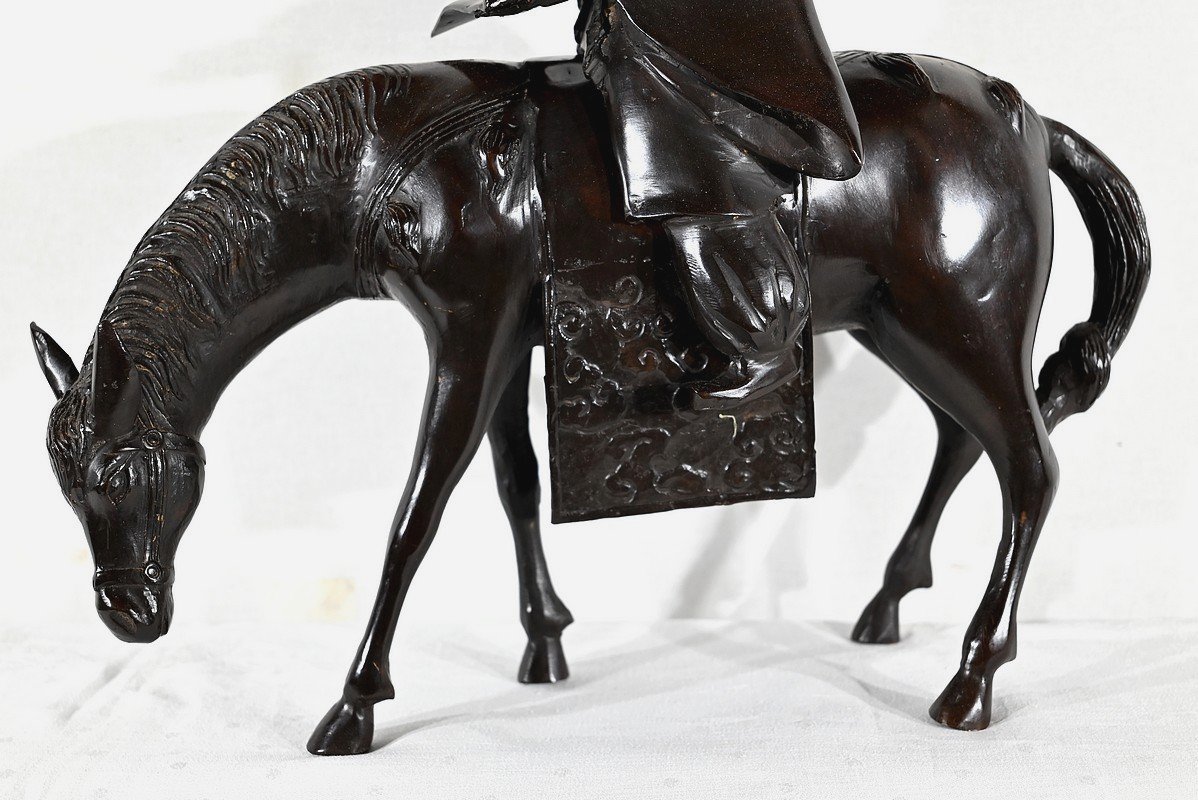 “le Cavalier” Bronze Set, China – Early 20th Century-photo-4