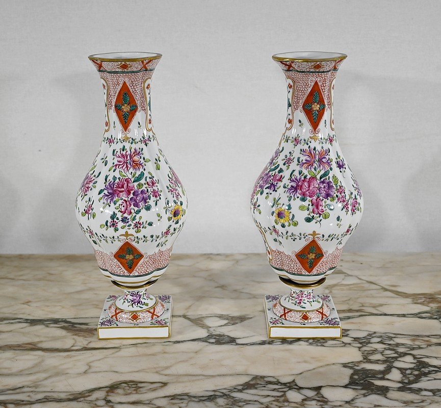 Pair Of Vases From The Samson Manufacture - Nineteenth