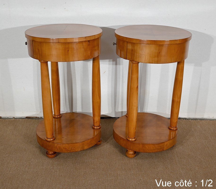 Pair Of Small Pedestals In Cherry, Empire Style - Mid Twentieth-photo-3