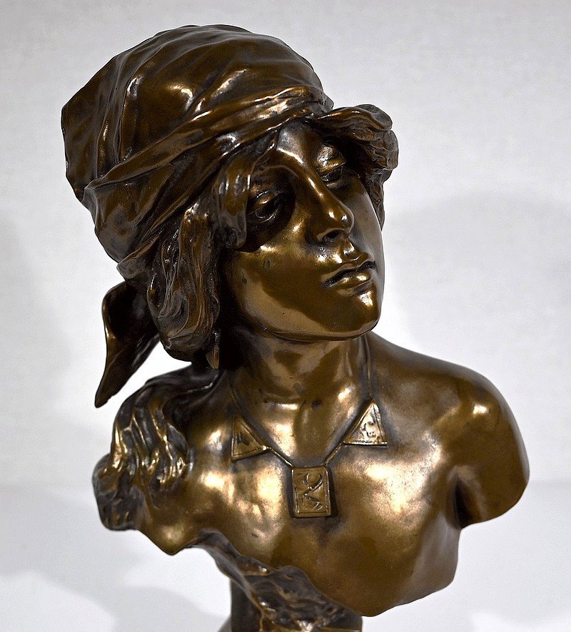 Important Bronze « Saïda » D’E. Villanis – Début XXe-photo-5