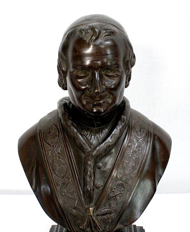  Buste En Bronze Du Pape Pie IX – 2ème Moitié Du XIXe -photo-1