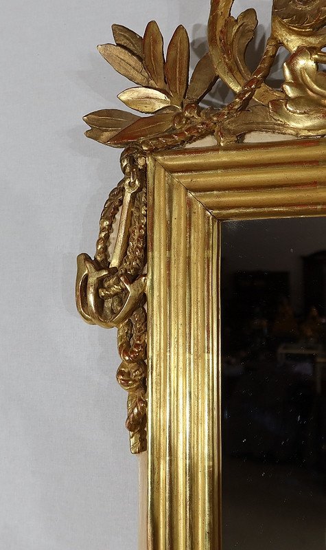 Mirror In Golden Wood With Gold Leaf, Louis XVI Style - 2nd Part Nineteenth-photo-3