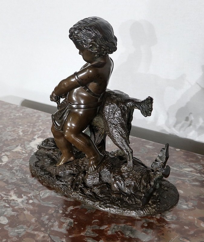 Bronze « L’enfant Et Le Chien », Signé Peiffer – Fin XIXe-photo-3