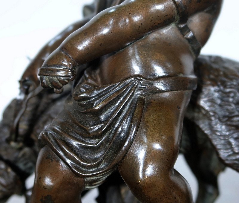 Bronze « L’enfant Et Le Chien », Signé Peiffer – Fin XIXe-photo-2