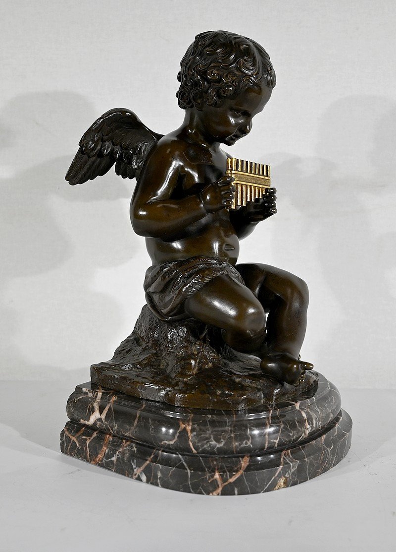 Bronze « angelot à La Flûte » – Fin XIXe-photo-3