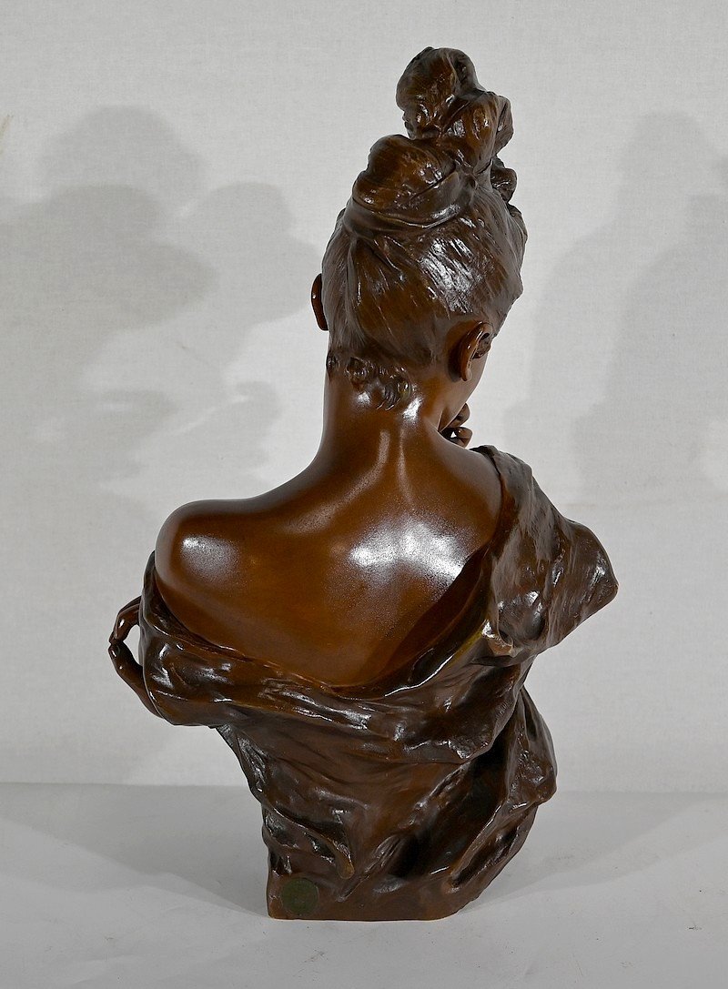 Bronze « jeune Femme Espiègle »  De G. Van Der Straeten, Art Nouveau – Fin XIXe-photo-6