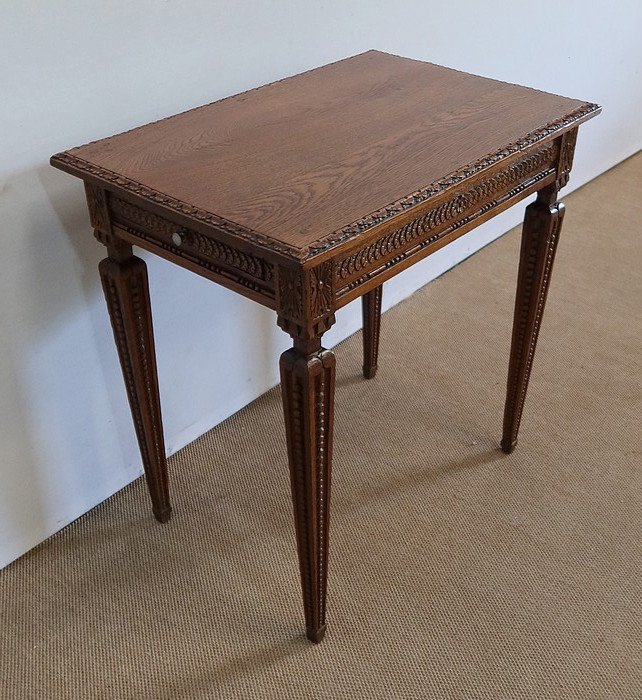Petite Table D’appoint En Chêne Massif, Goût Louis XVI – 1900-photo-3