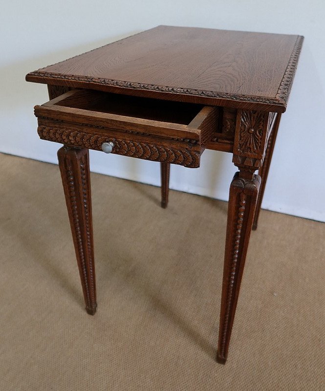 Petite Table D’appoint En Chêne Massif, Goût Louis XVI – 1900-photo-2