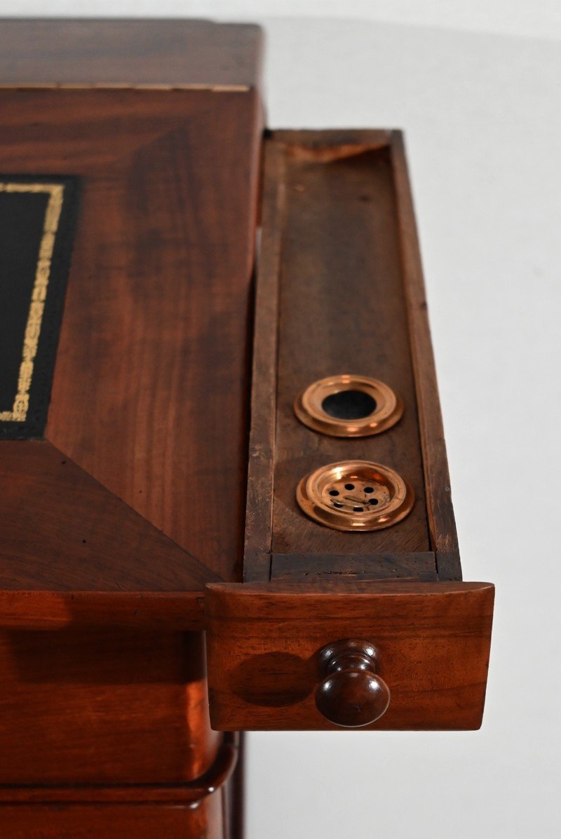 Faux Cardboard Mahogany Desk, Restoration Period - 1st Part Of The Nineteenth-photo-8